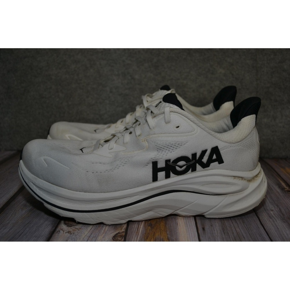 Hoka One One Clifton 10 Shoes Mens 11.5 D White Mesh Running Road GYM Sneakers - Picture 6 of 16